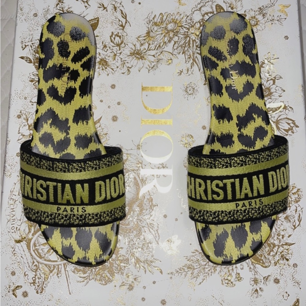 Gently used Dior lime green slides